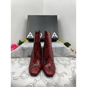 Aqua/Soren Block Heel Booties/Red/Size 7